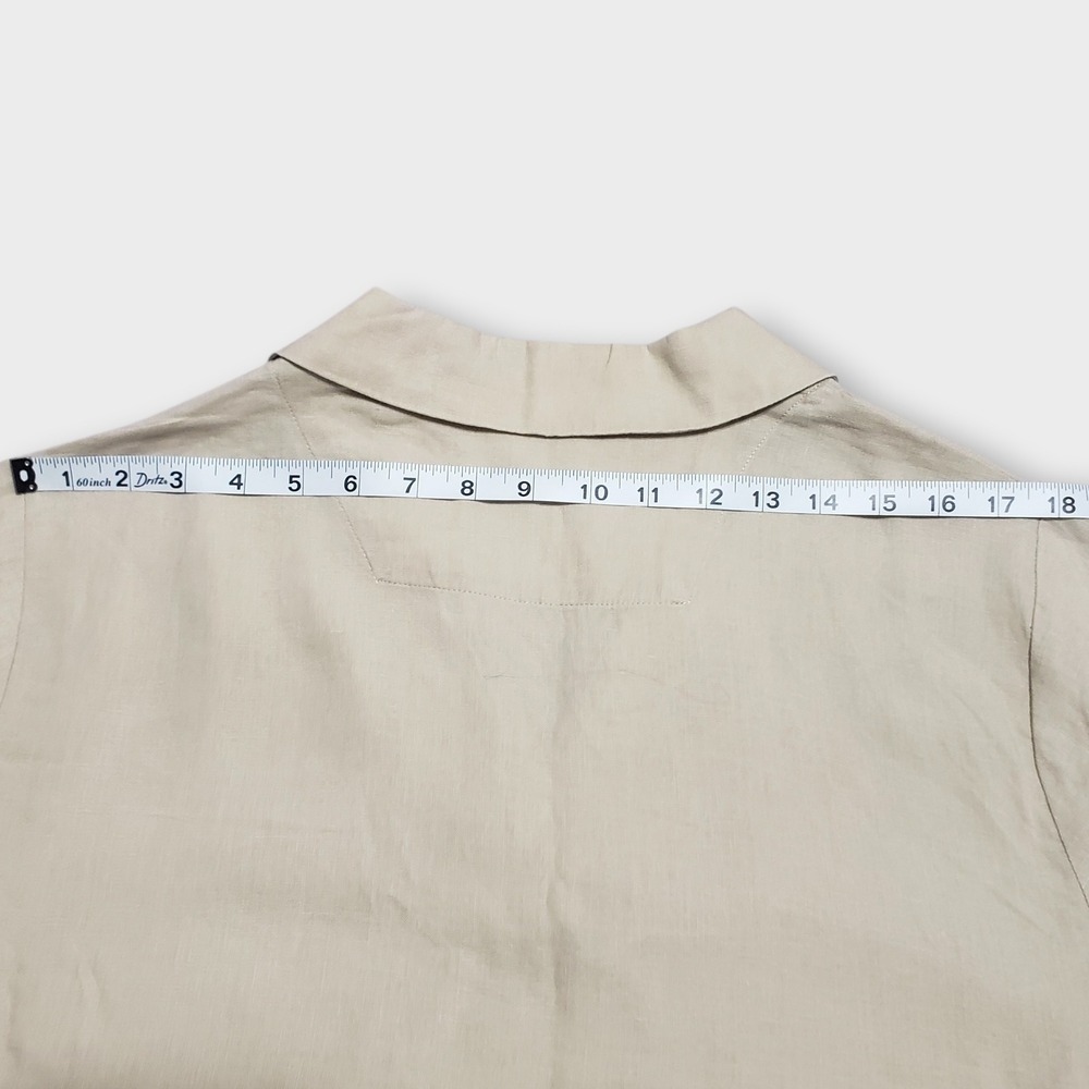 Quince 100% European Linen Short Sleeve Shirt Boxy Driftwood Tan Womens XL - Picture 9 of 10